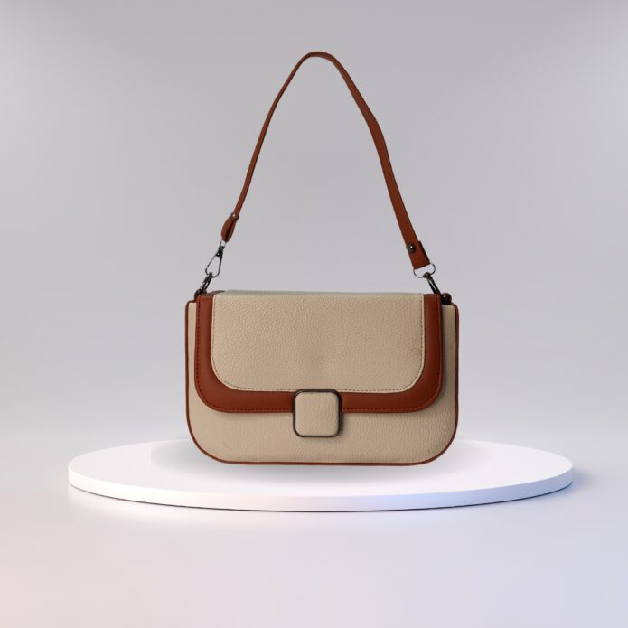 Classic Cream Color Textured Sling Bag For Women & Girls