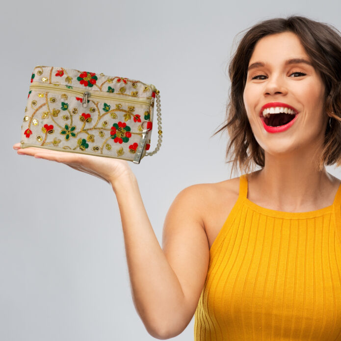 Embroidered Handheld Purse For Women & Girls With Multi Pocket Design and Smartphone Section - Image 9