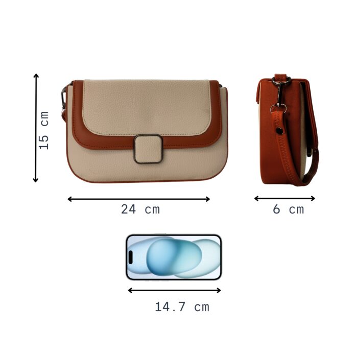 Classic Cream Color Textured Sling Bag For Women & Girls - Image 10