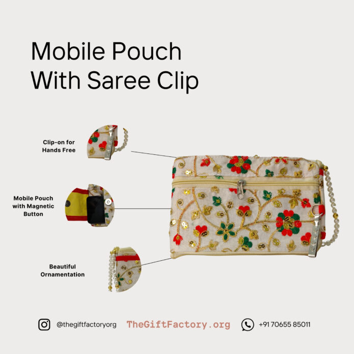 Embroidered Handheld Purse For Women & Girls With Multi Pocket Design and Smartphone Section - Image 7