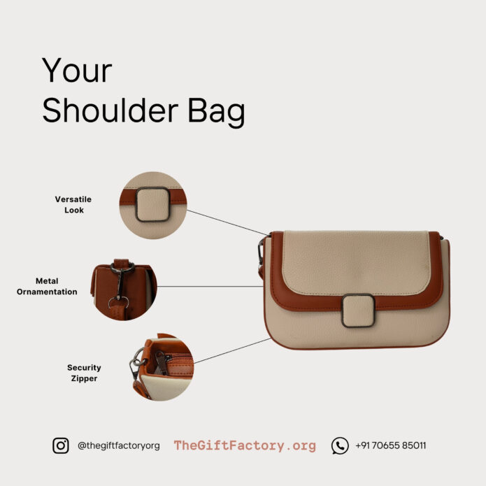 Classic Cream Color Textured Sling Bag For Women & Girls - Image 5