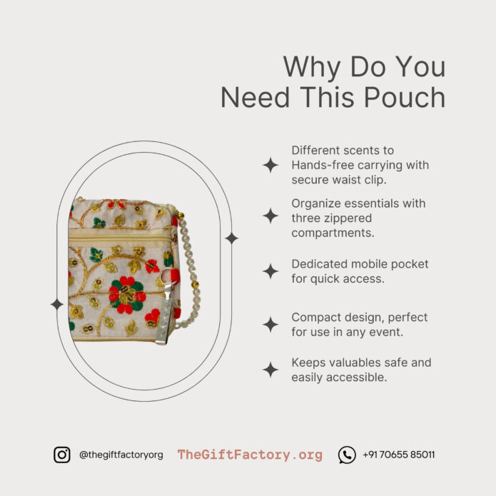 Embroidered Handheld Purse For Women & Girls With Multi Pocket Design and Smartphone Section - Image 3