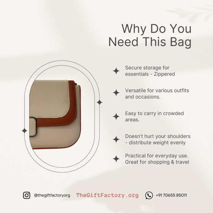 Classic Cream Color Textured Sling Bag For Women & Girls - Image 3