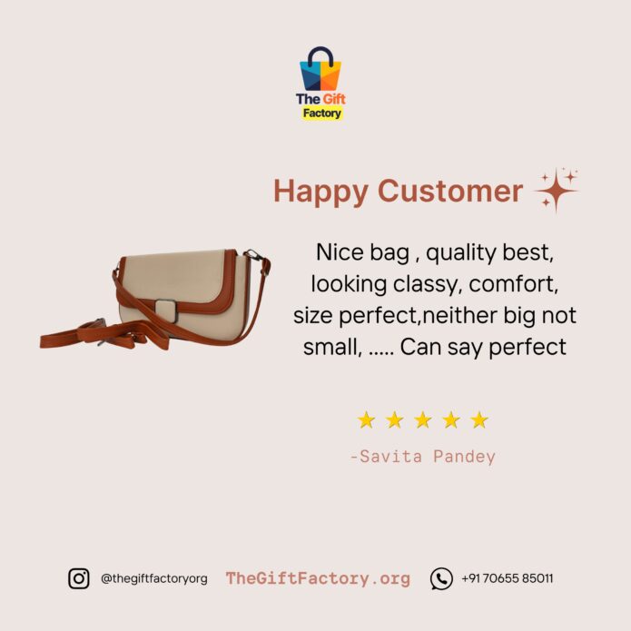 Classic Cream Color Textured Sling Bag For Women & Girls - Image 2